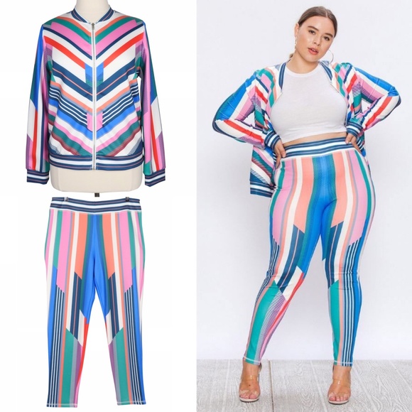 Jealous Tomato Pants - Rays Colorful 3X Track Suit Jacket & Leggings Set